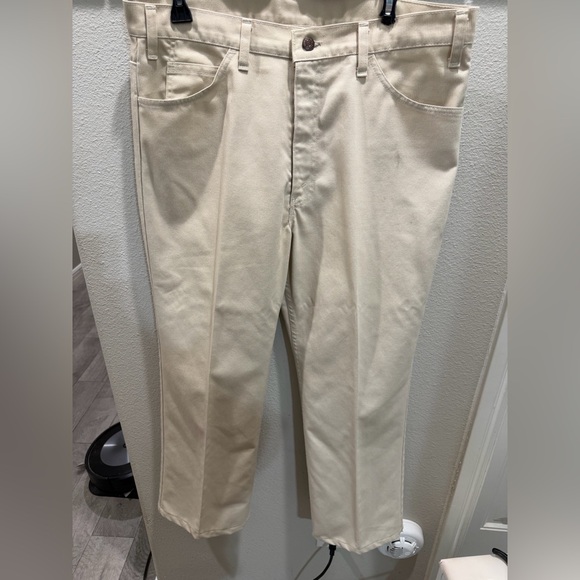 Levi Strauss Signature Other - Men’s Vintage Sta-Prest Cream Corduroy Straight Leg Permanent Press Retro - 34